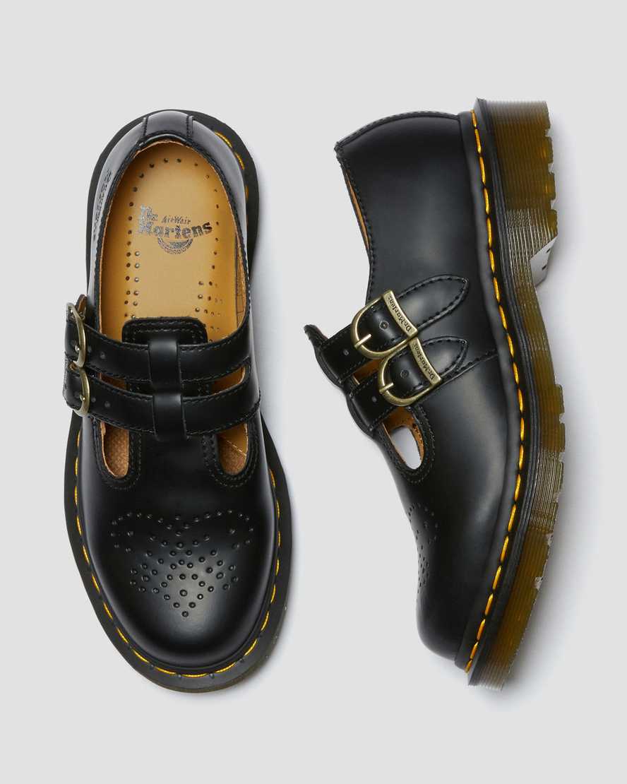 Dr Martens 8065 Smooth Leather Women Mary Jane Shoes Black | 82NBQMCRS