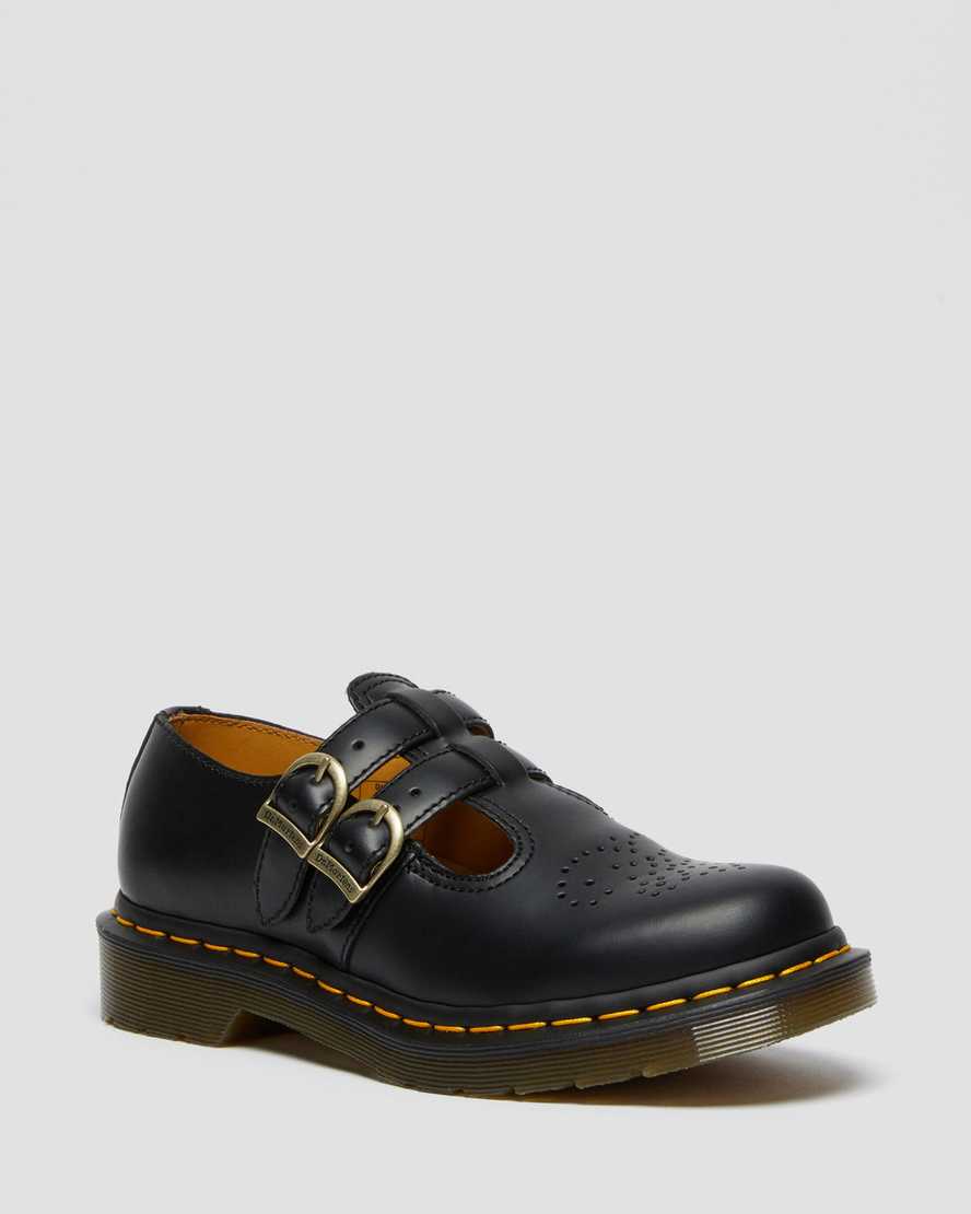 Dr Martens 8065 Smooth Leather Women Mary Jane Shoes Black | 82NBQMCRS