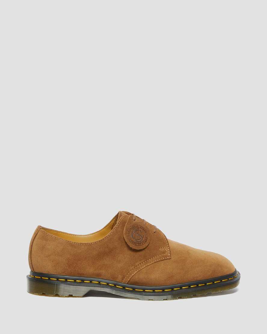 Dr Martens Archie II Made in England Suede Women Oxfords Shoes Dark Tan | 78JBHYUDF