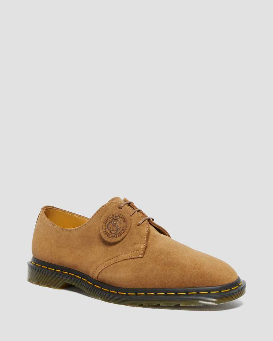 Dr Martens Archie II Made in England Suede Women Oxfords Shoes Dark Tan | 78JBHYUDF