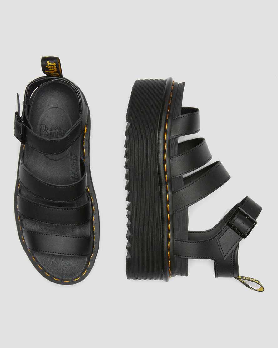 Dr Martens Blaire Hydro Leather Women Patent Sandals Black | 93WEAUOFH