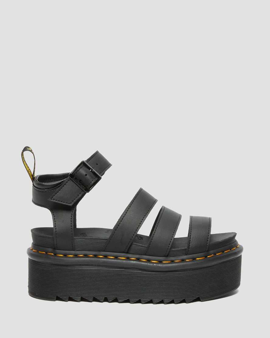 Dr Martens Blaire Hydro Leather Women Patent Sandals Black | 93WEAUOFH