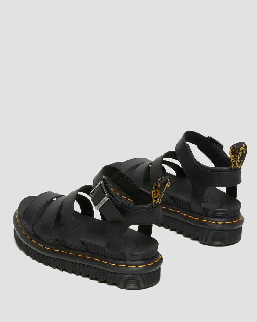 Dr Martens Blaire Hydro Leather Women Strap Sandals Black | 58IAYCNTK