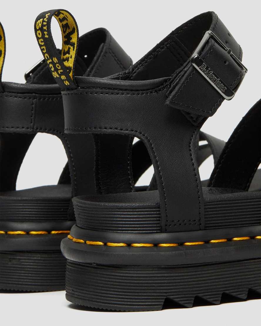 Dr Martens Blaire Hydro Leather Women Strap Sandals Black | 58IAYCNTK