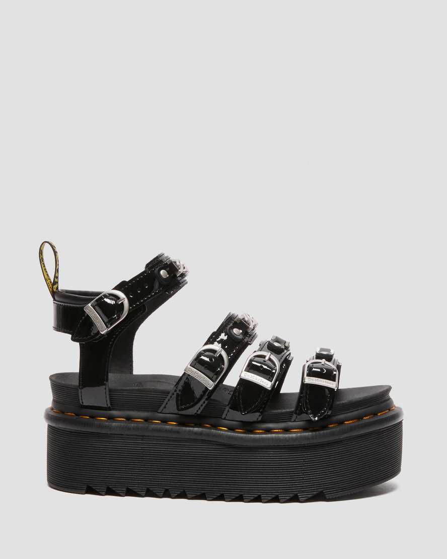 Dr Martens Blaire II Chain Patent Leather Women Patent Sandals Black | 82NRXTCDG