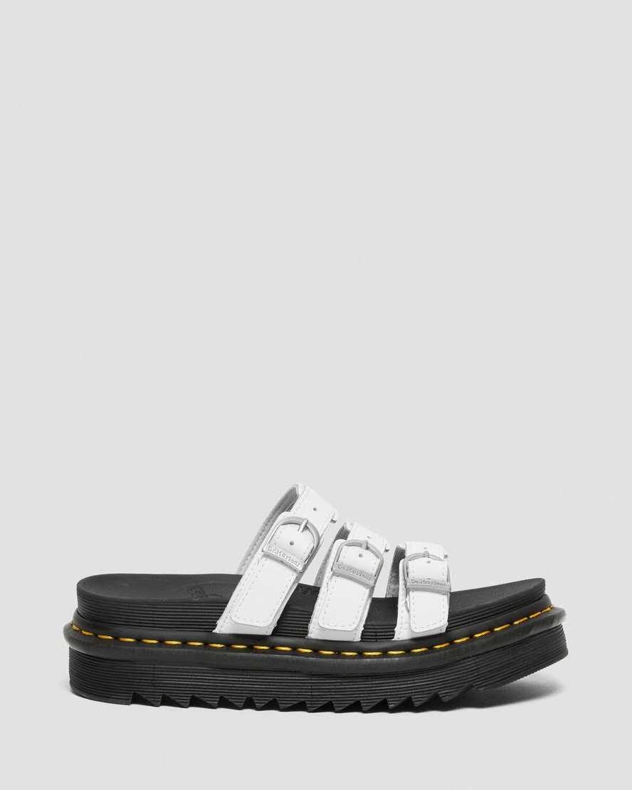 Dr Martens Blaire Leather Women Slides White | 91NHVRSAI