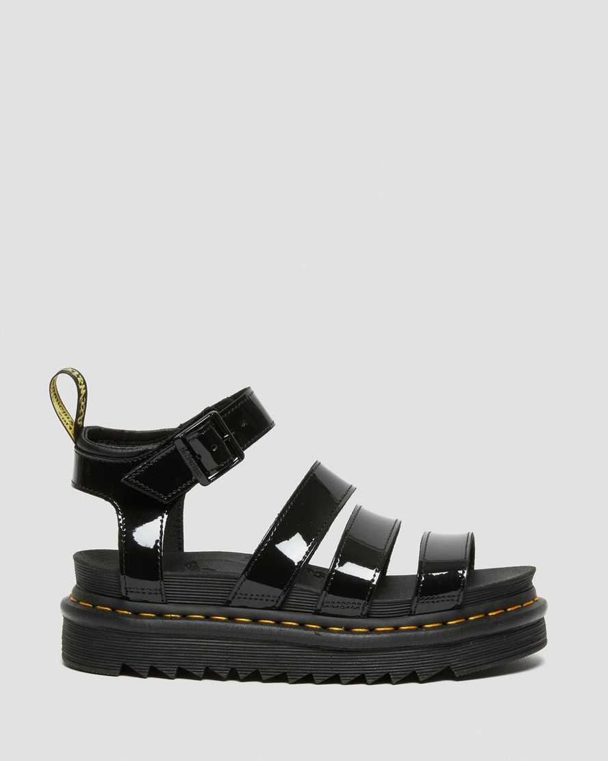 Dr Martens Blaire Patent Leather Women Patent Sandals Black | 18DKZECUW