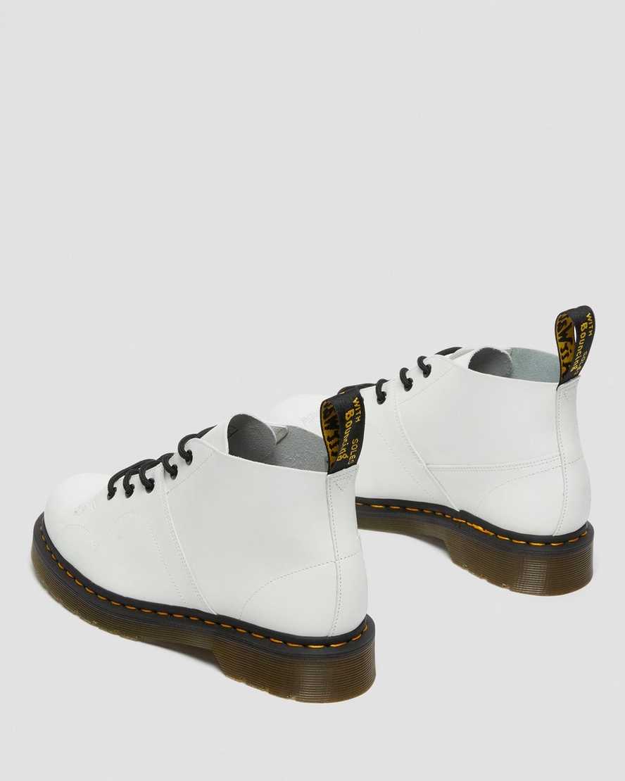 Dr Martens Church Smooth Leather Monkey Men Ankle Boots White | 37DUYWRTG