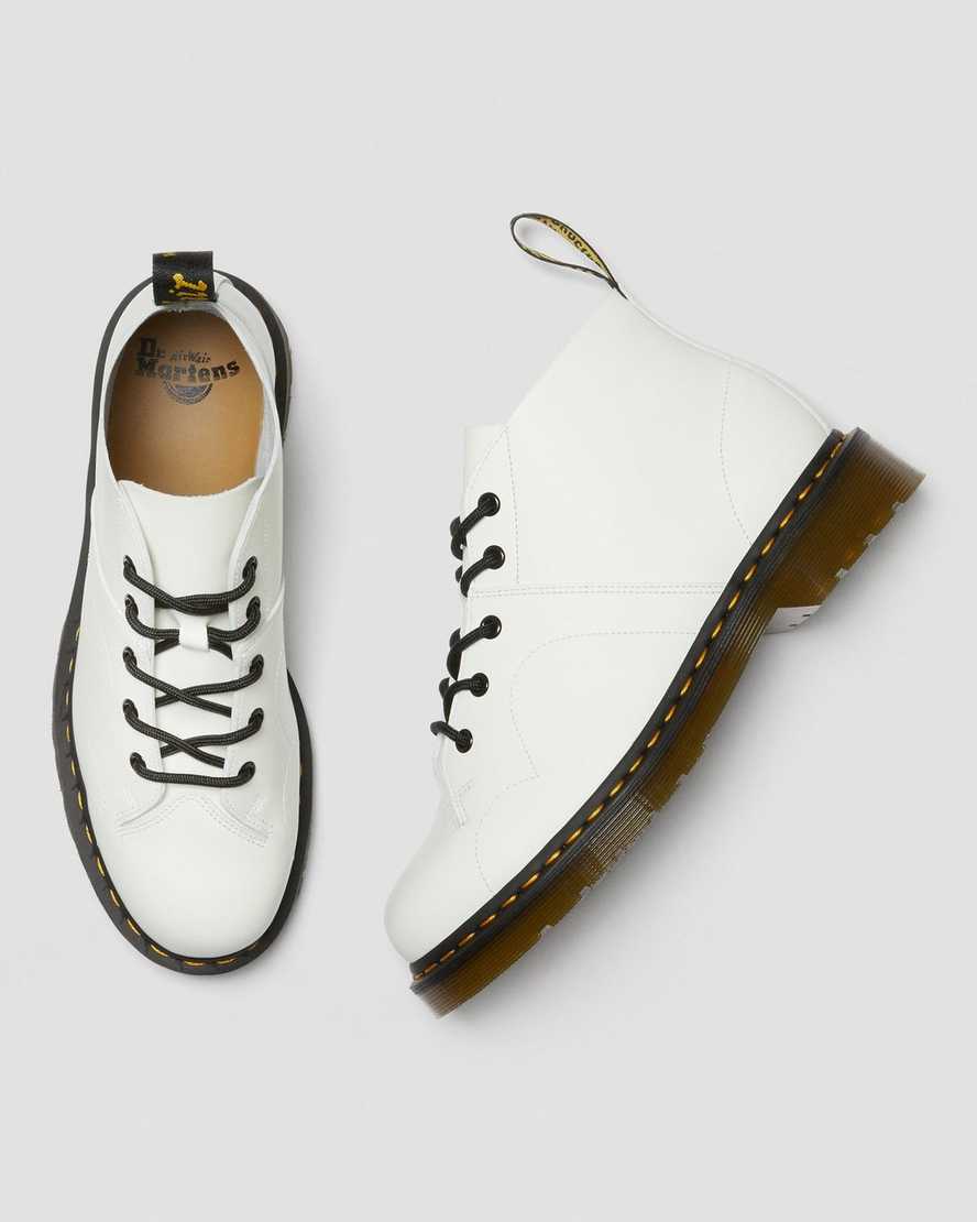 Dr Martens Church Smooth Leather Monkey Men Ankle Boots White | 37DUYWRTG