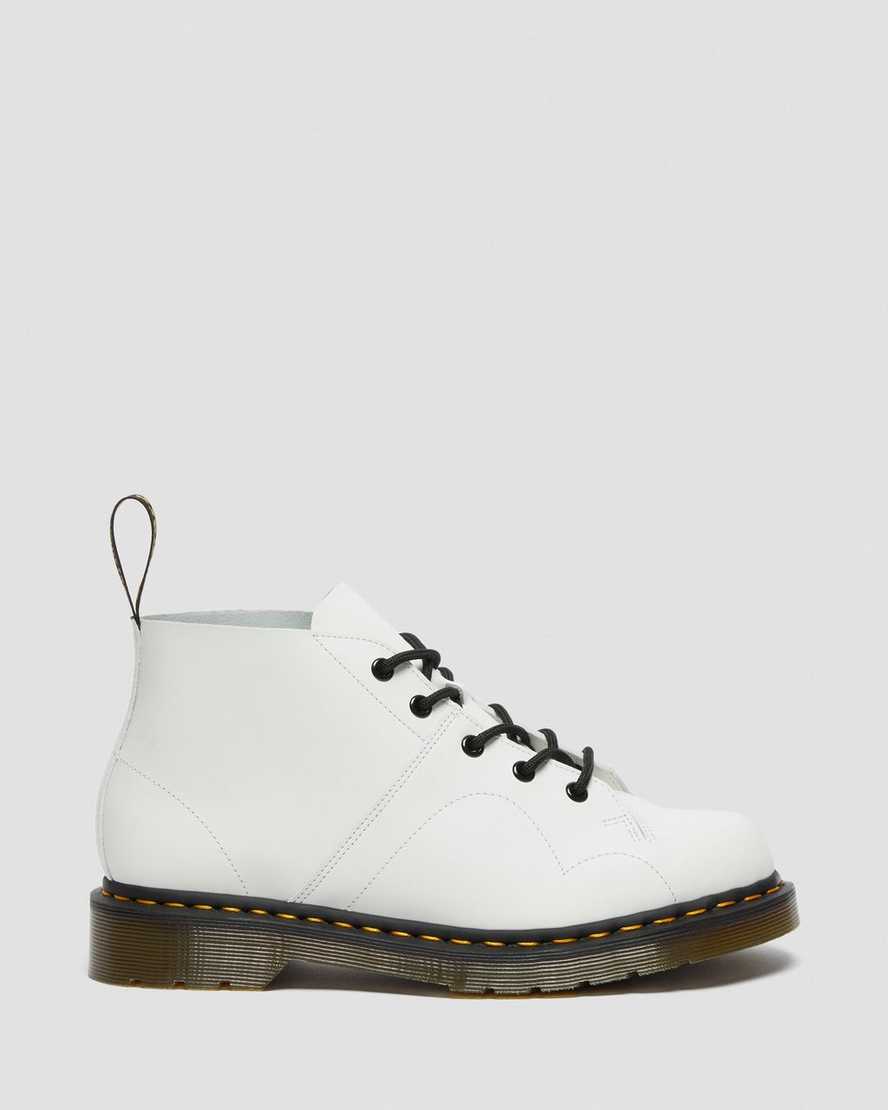 Dr Martens Church Smooth Leather Monkey Men Ankle Boots White | 37DUYWRTG