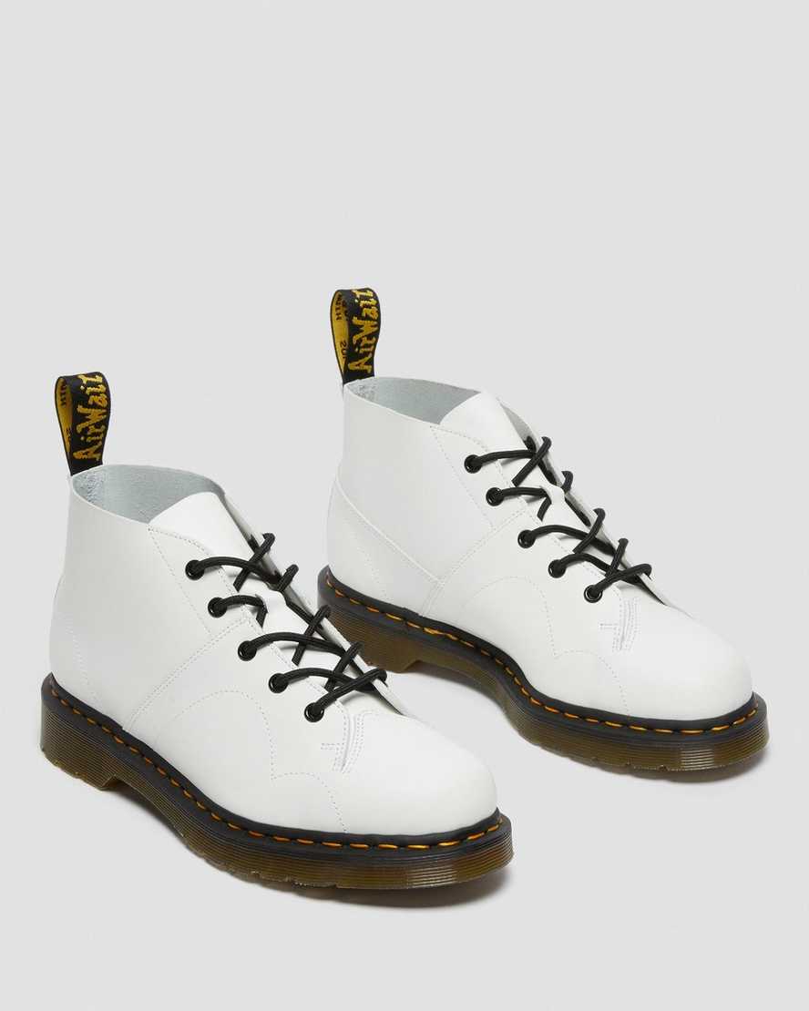 Dr Martens Church Smooth Leather Monkey Men Ankle Boots White | 37DUYWRTG