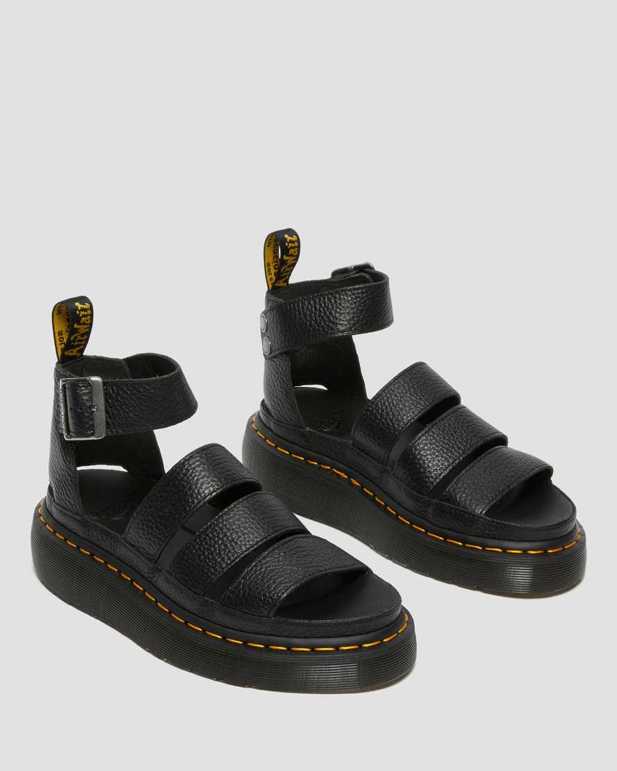 Dr Martens Clarissa II Leather Women Platform Sandals Black | 03YGHEDMC