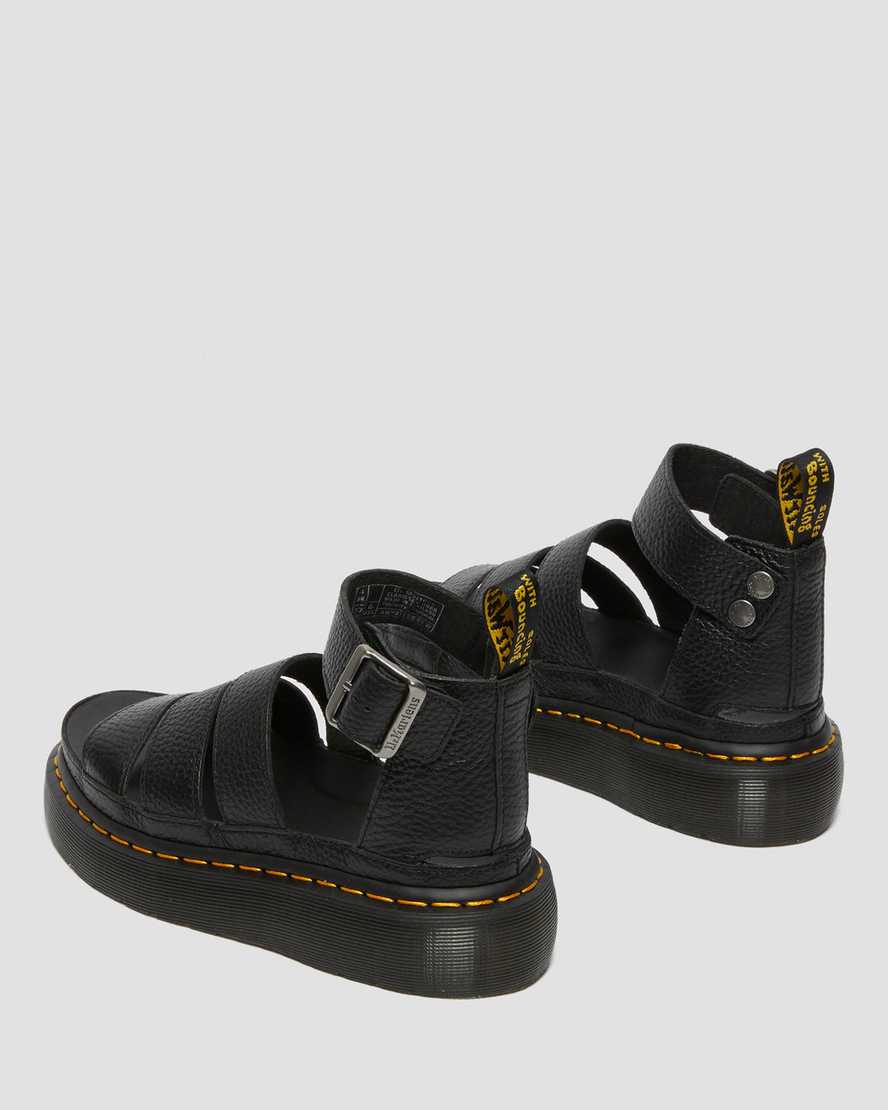 Dr Martens Clarissa II Leather Women Platform Sandals Black | 03YGHEDMC