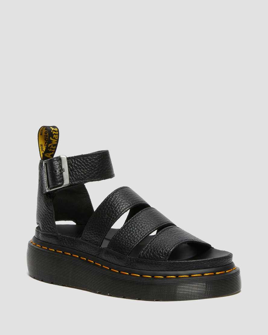 Dr Martens Clarissa II Leather Women Platform Sandals Black | 03YGHEDMC