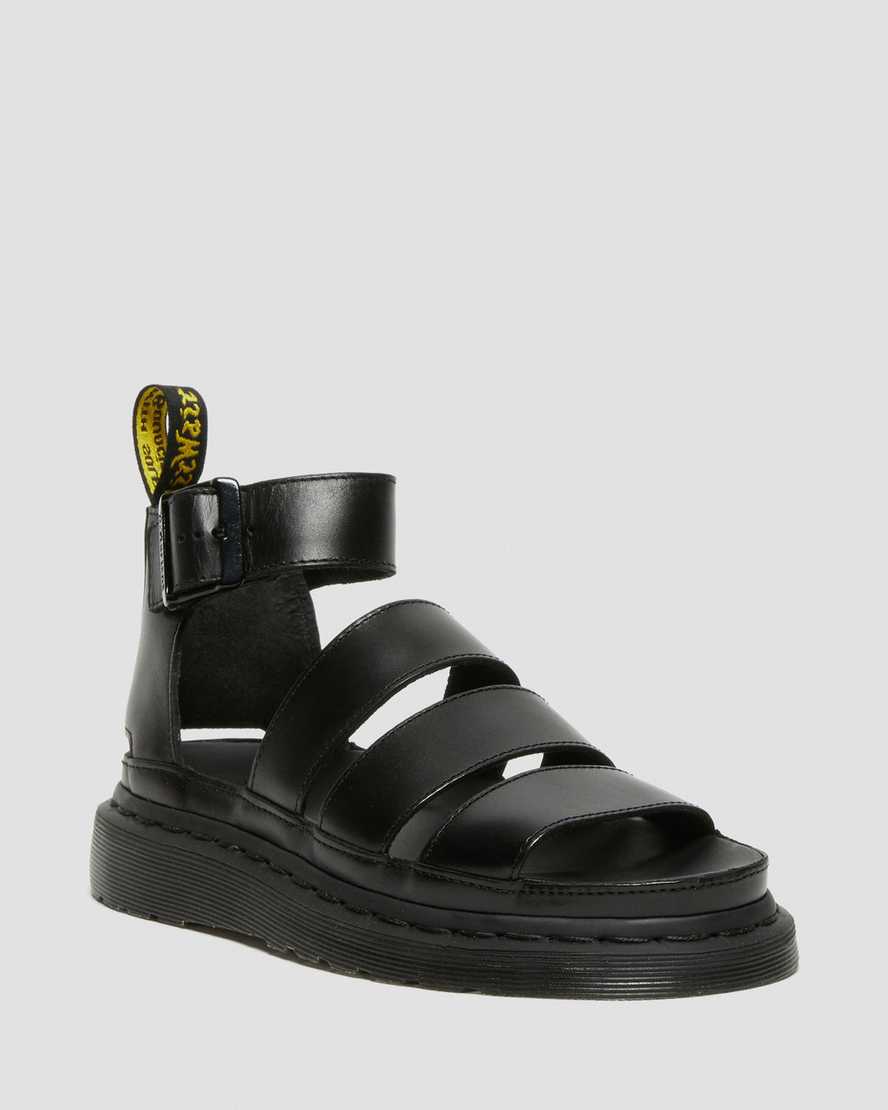 Dr Martens Clarissa II Leather Women Strap Sandals Black | 78VPZYDMO