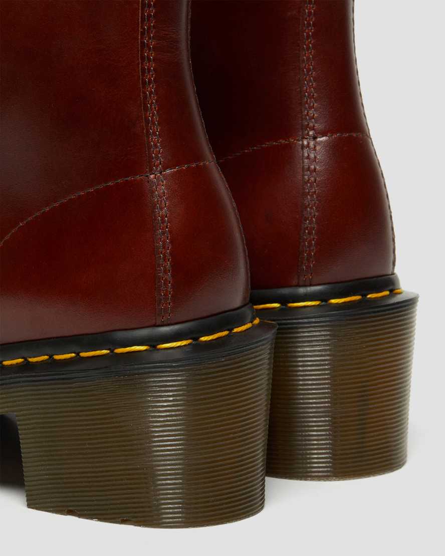 Dr Martens Clemency Leather Women Heeled Boots Brown | 06KXZWADM