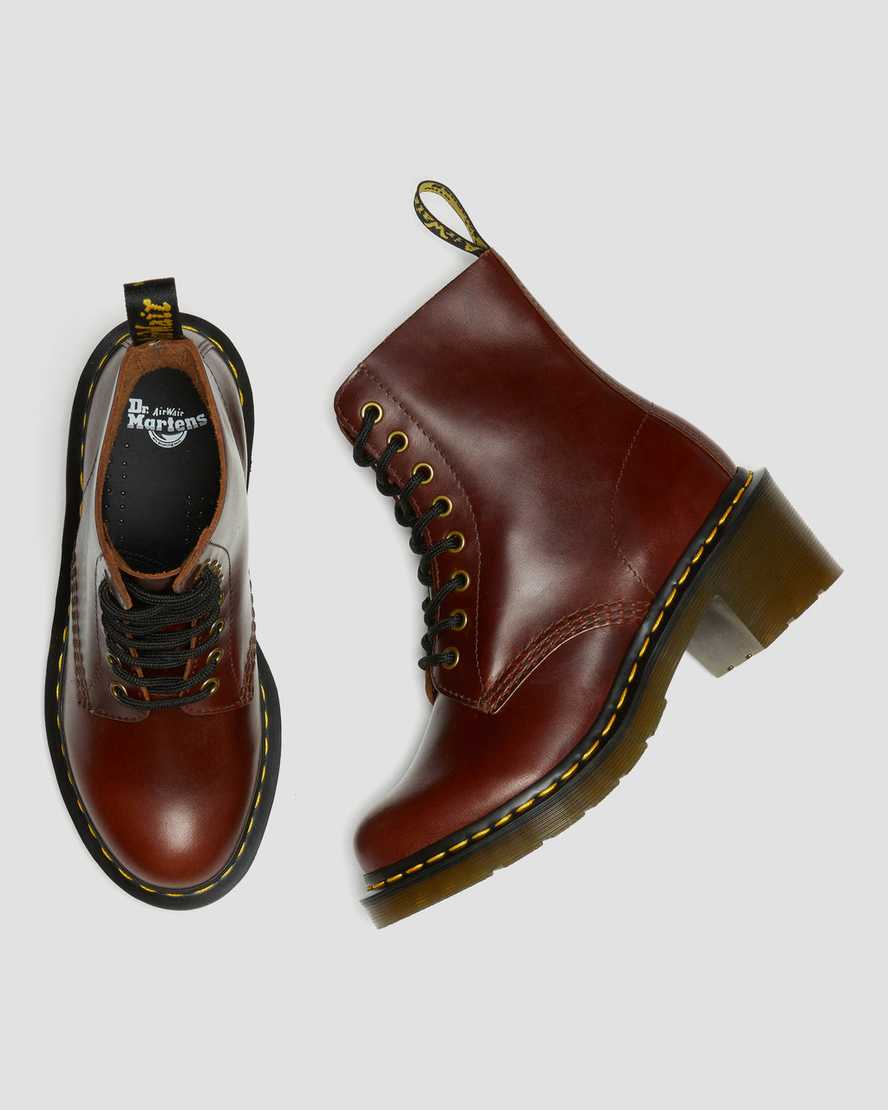 Dr Martens Clemency Leather Women Heeled Boots Brown | 06KXZWADM