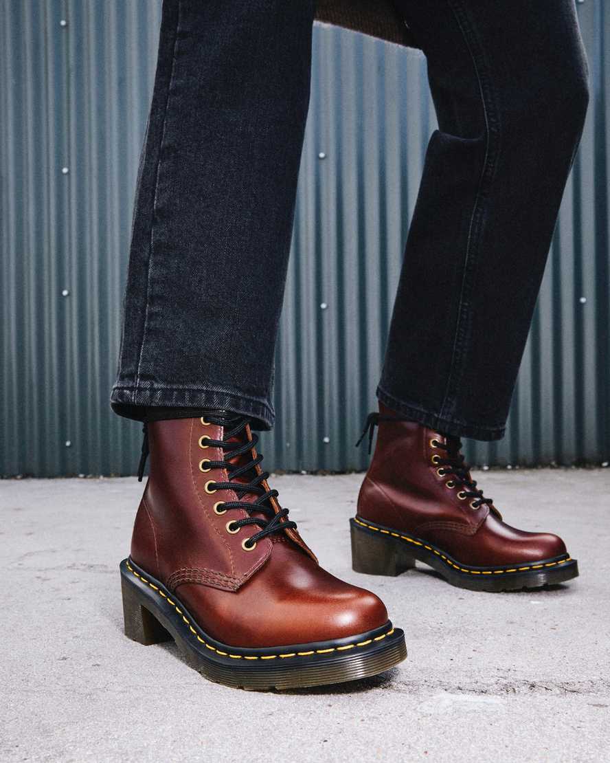 Dr Martens Clemency Leather Women Heeled Boots Brown | 06KXZWADM