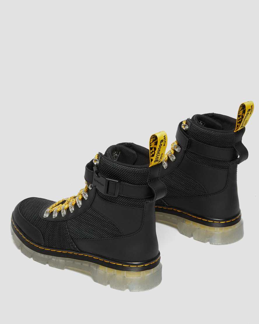 Dr Martens Combs Tech Coated Canvas Mix Men Lace Up Boots Black | 10VDJEQTR