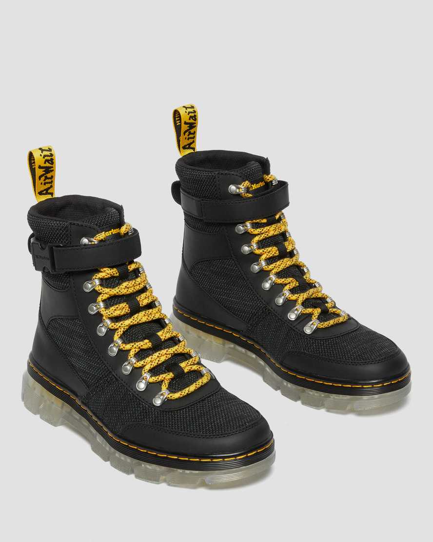 Dr Martens Combs Tech Coated Canvas Mix Men Utility Boots Black | 92RANUSBI