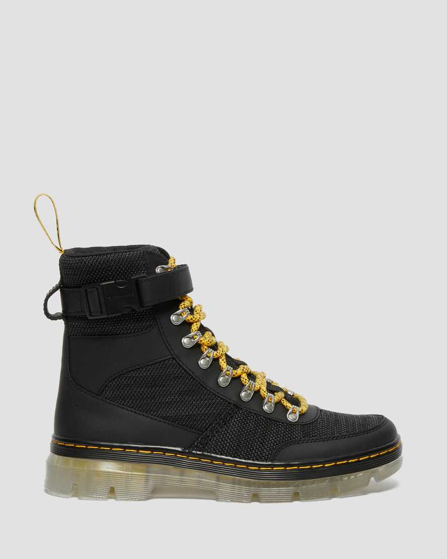 Dr Martens Combs Tech Coated Canvas Mix Men Utility Boots Black | 92RANUSBI