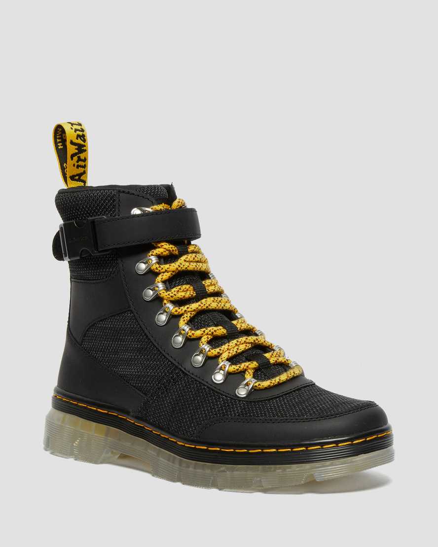 Dr Martens Combs Tech Coated Canvas Mix Men Utility Boots Black | 92RANUSBI