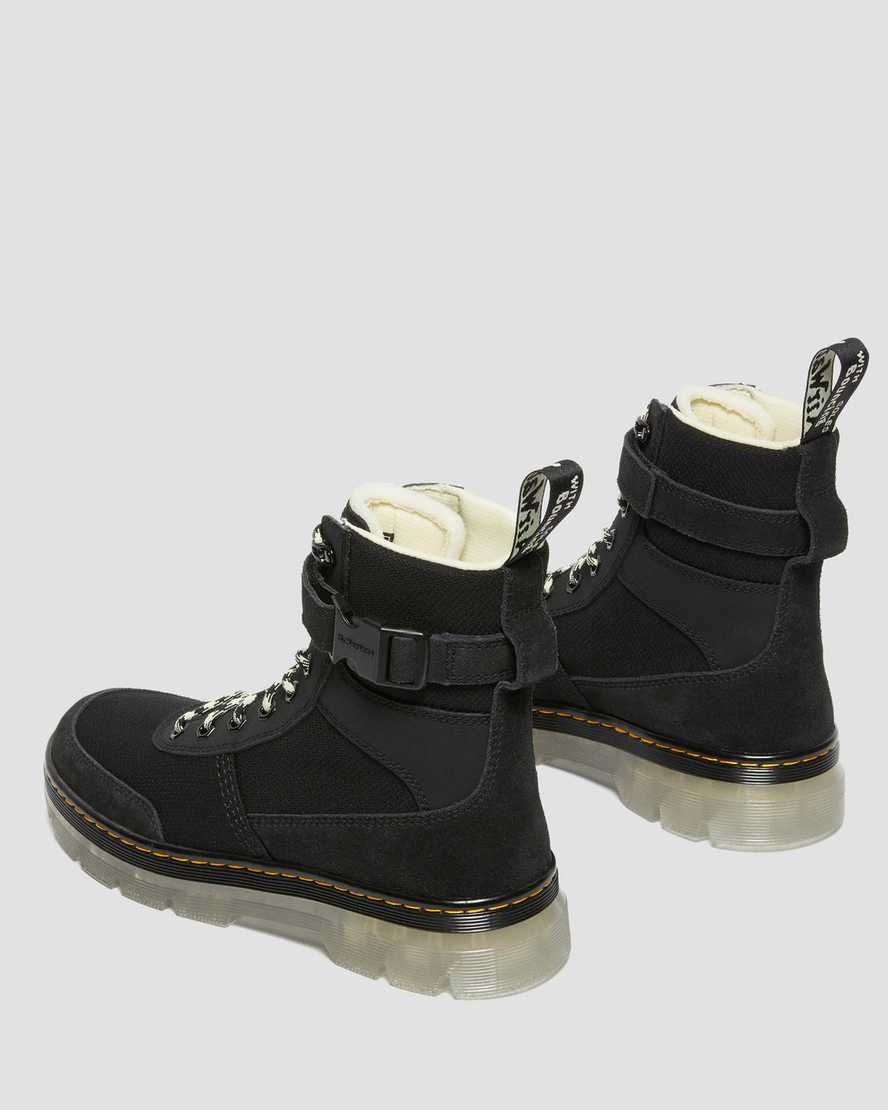 Dr Martens Combs Tech Superknit + Suede Women Lace Up Boots Black | 48JPQZFSM