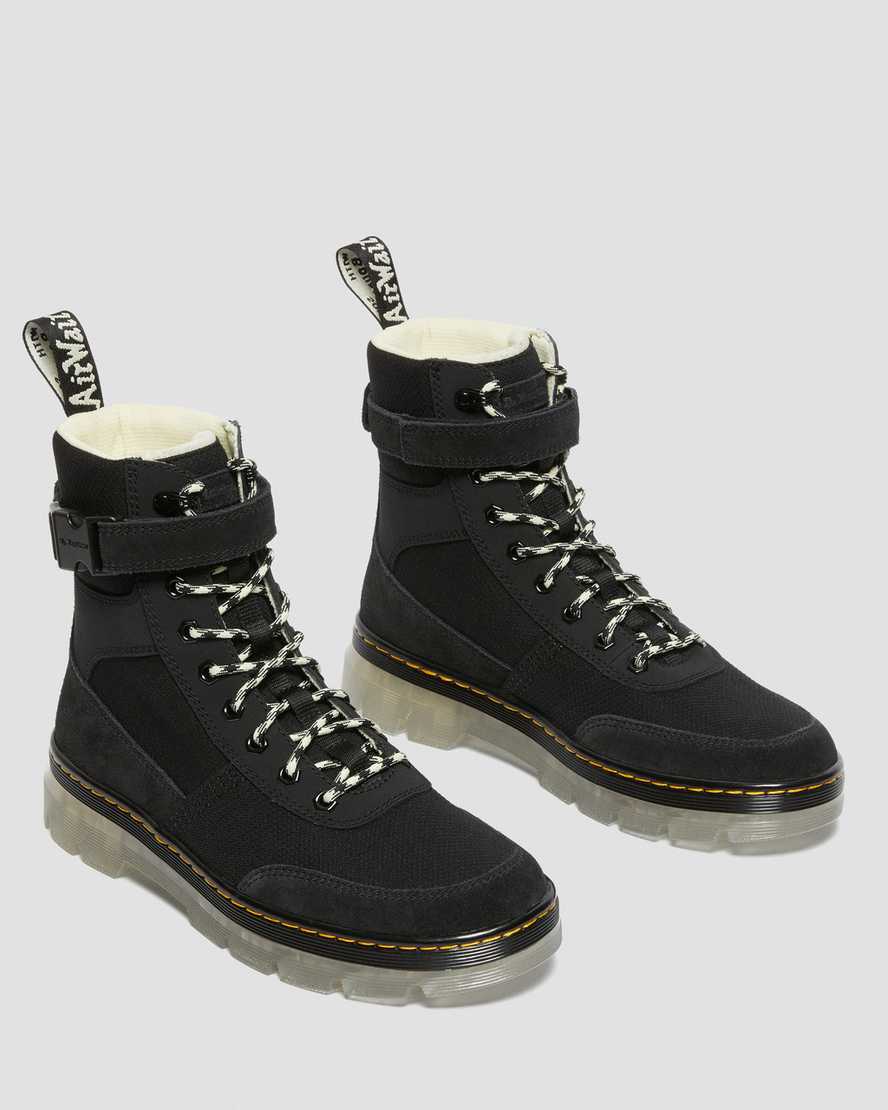 Dr Martens Combs Tech Superknit + Suede Women Lace Up Boots Black | 48JPQZFSM