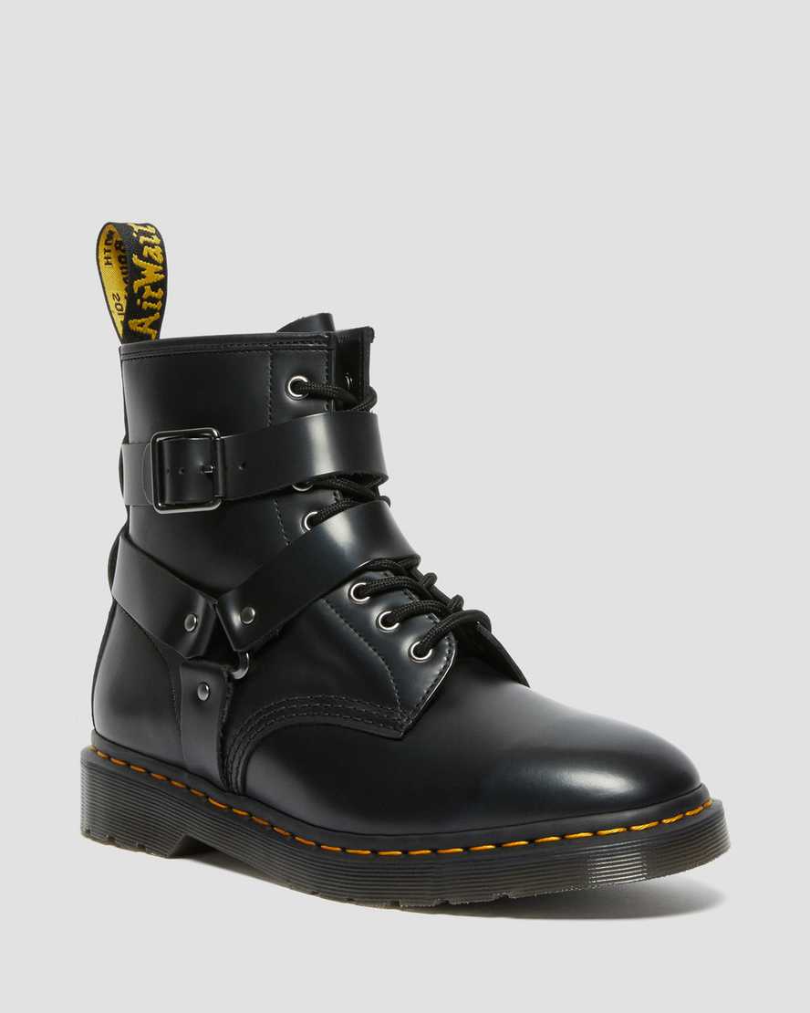 Dr Martens Cristofor Leather Harness Men Lace Up Boots Black | 78PIMZWVJ