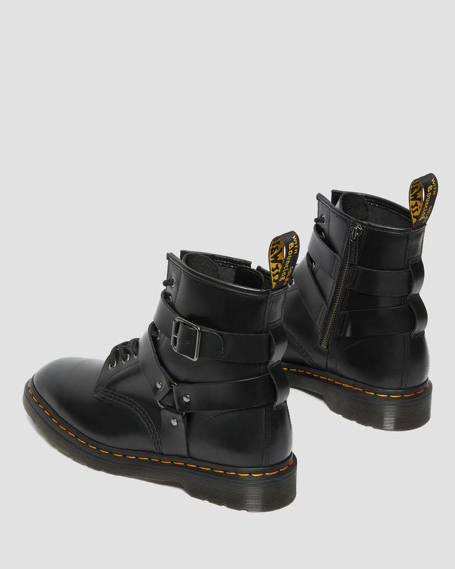 Dr Martens Cristofor Leather Harness Zip Up Men Boots Black | 73FHMBUIX