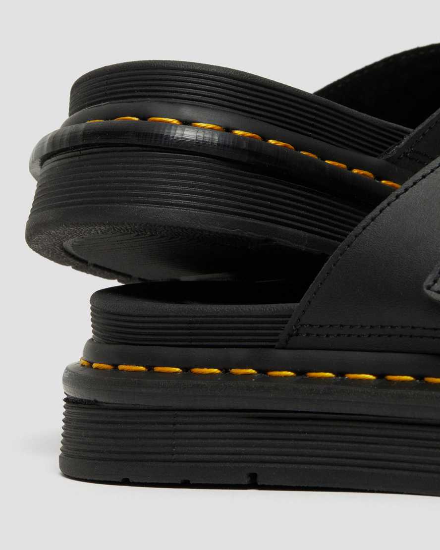 Dr Martens Dax Leather Men Slides Black | 62NKPAGQE