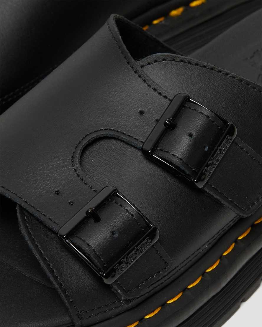 Dr Martens Dax Leather Men Slides Black | 62NKPAGQE