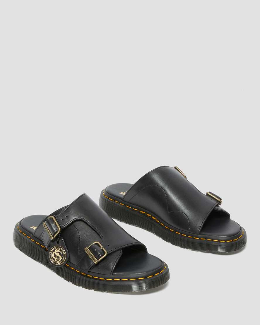 Dr Martens Dayne Made in England Leather Men Slides Black | 40SAEXGRM