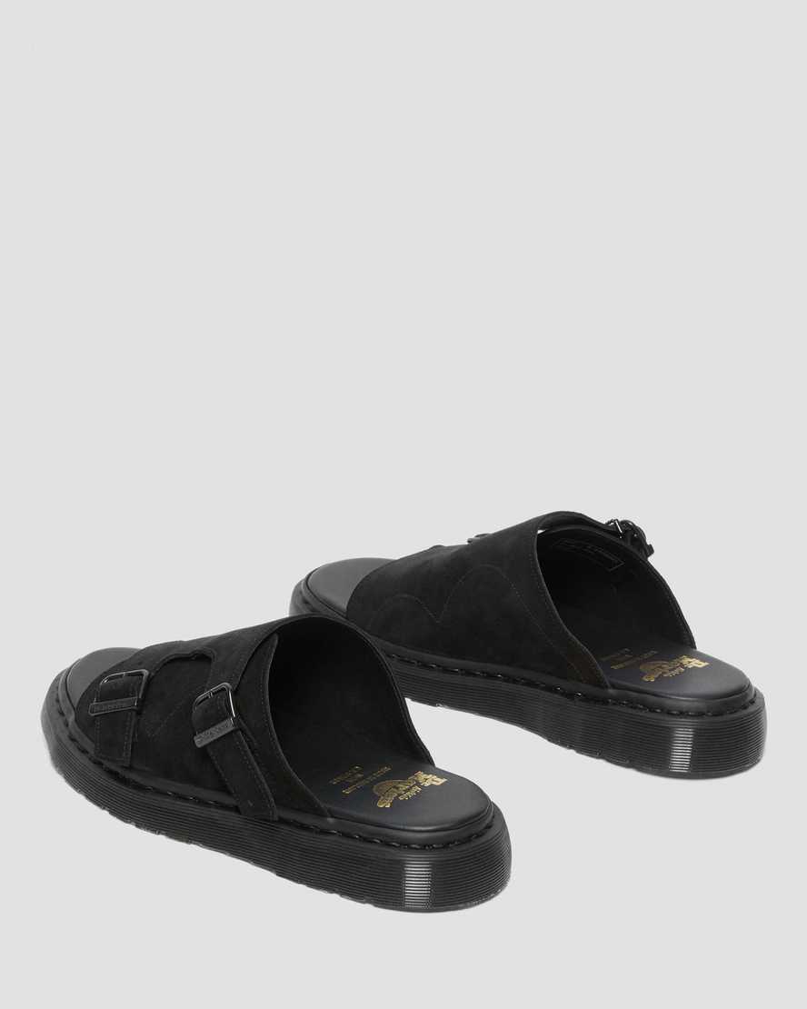 Dr Martens Dayne Made in England Suede Men Slides Black | 57NSKLRAM