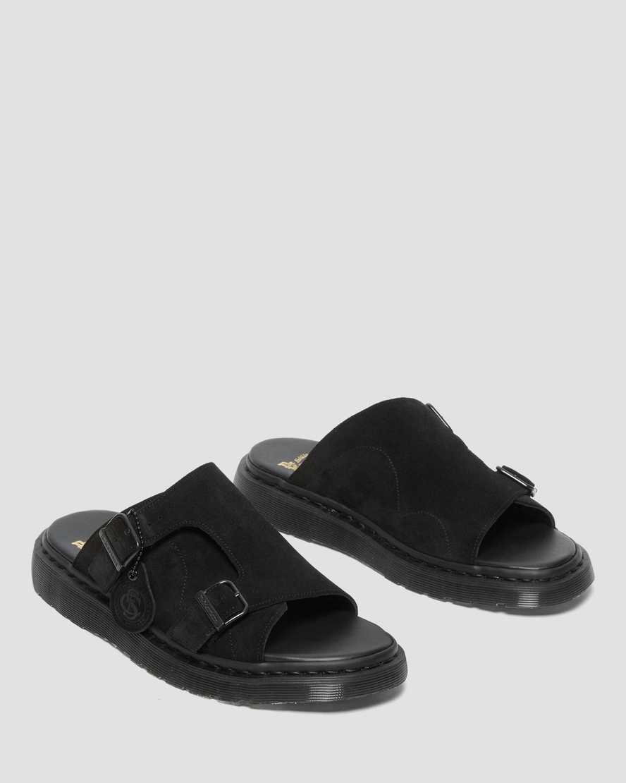 Dr Martens Dayne Made in England Suede Men Slides Black | 57NSKLRAM