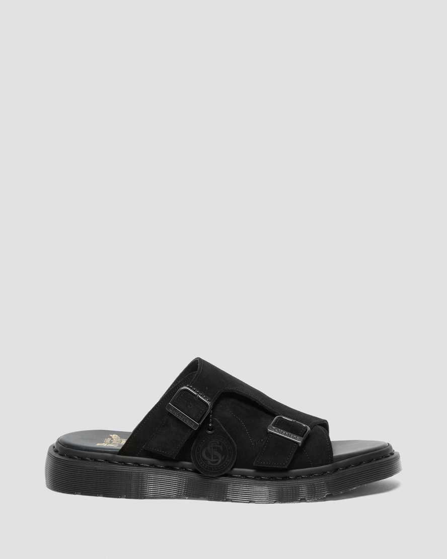 Dr Martens Dayne Made in England Suede Men Slides Black | 57NSKLRAM