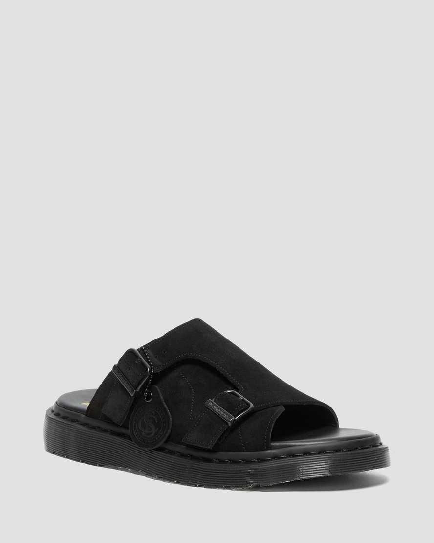 Dr Martens Dayne Made in England Suede Men Slides Black | 57NSKLRAM