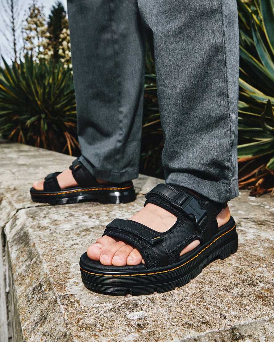 Dr Martens Forster Men Webbing Sandals Black | 80FZOKUYX