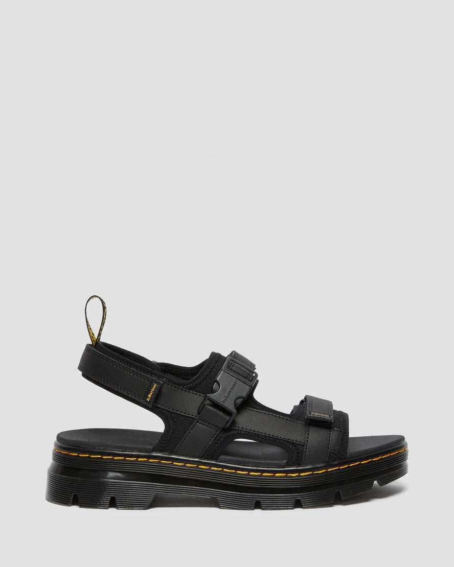 Dr Martens Forster Men Webbing Sandals Black | 80FZOKUYX