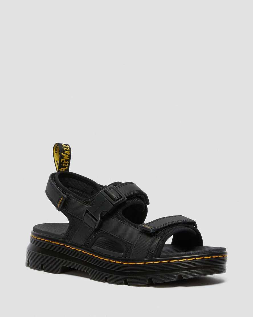 Dr Martens Forster Men Webbing Sandals Black | 80FZOKUYX