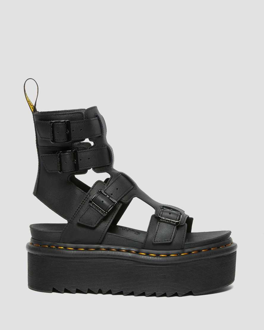 Dr Martens Giavanna Leather Women Platform Sandals Black | 81FTUSBDI