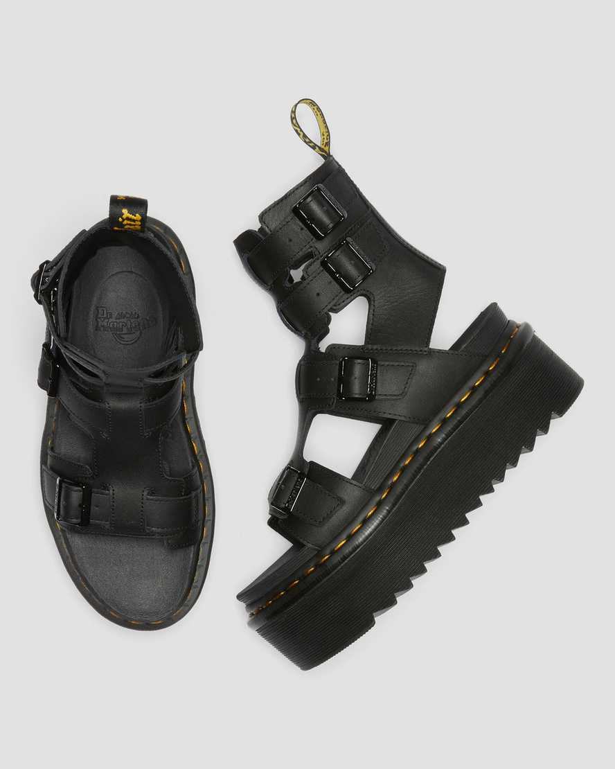 Dr Martens Giavanna Leather Women Platform Sandals Black | 81FTUSBDI