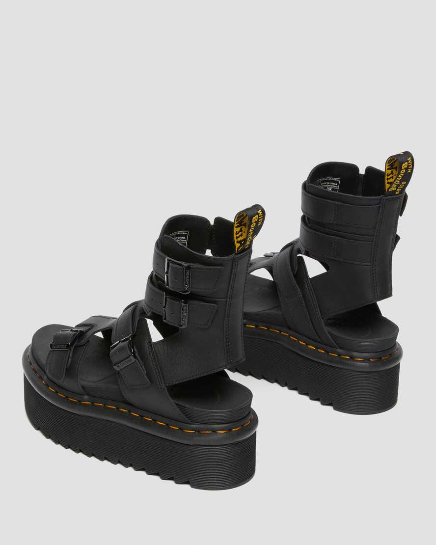 Dr Martens Giavanna Leather Women Platform Sandals Black | 81FTUSBDI