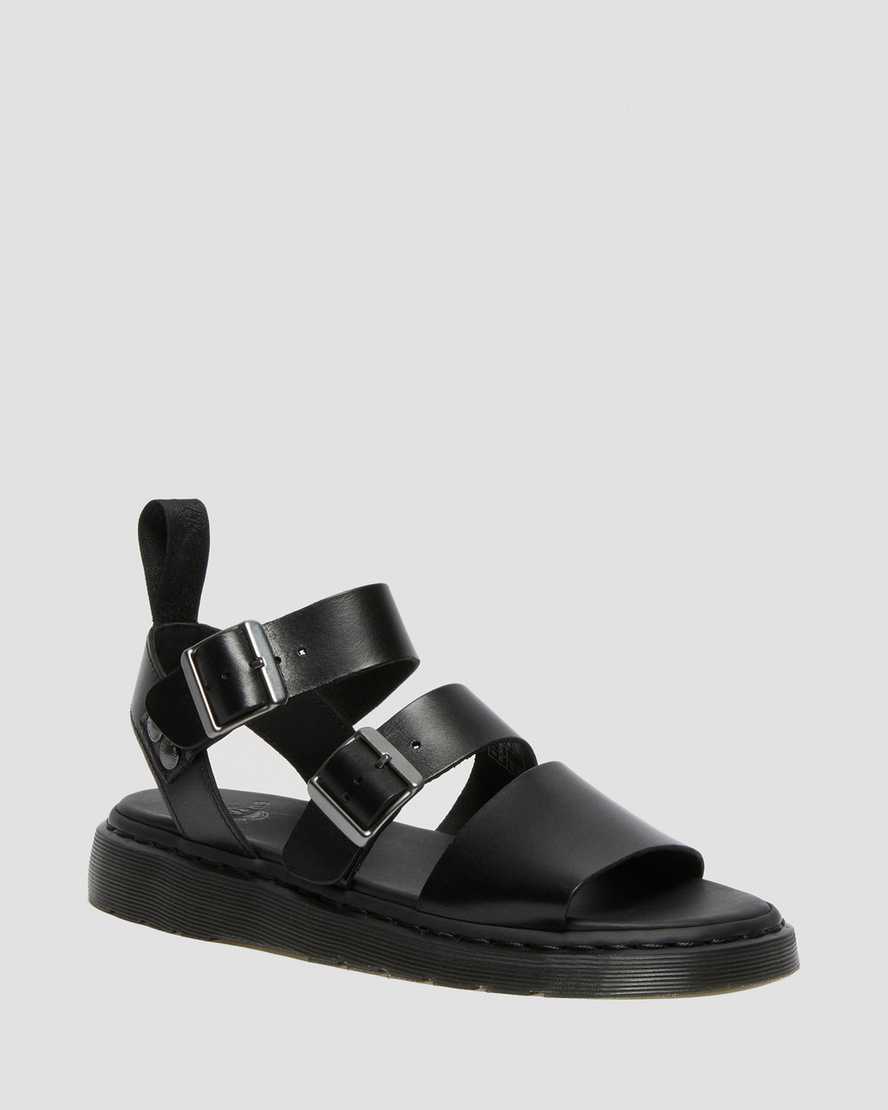 Dr Martens Gryphon Brando Leather Men Gladiator Sandals Black | 29ZSDVWUN