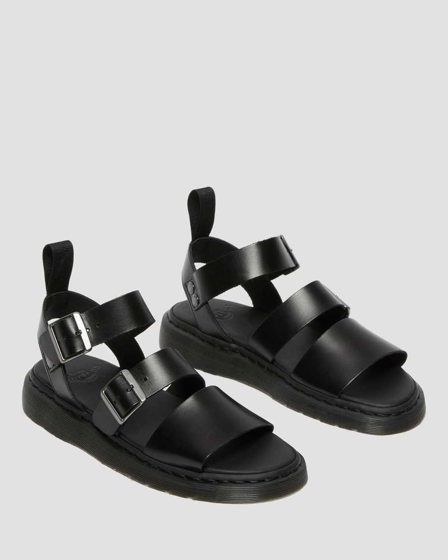 Dr Martens Gryphon Brando Leather Women Gladiator Sandals Black | 75FXKJVIZ