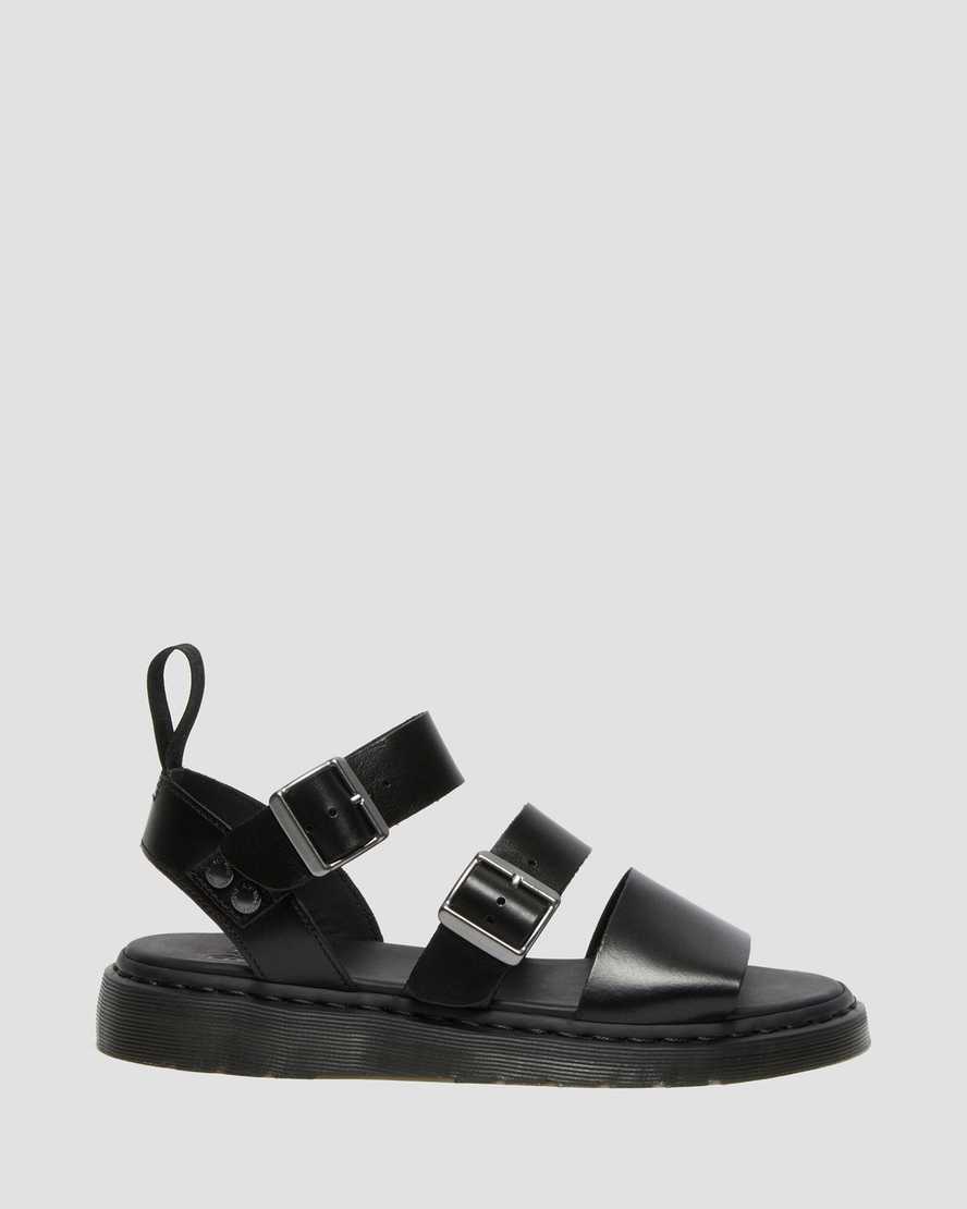 Dr Martens Gryphon Brando Leather Women Gladiator Sandals Black | 75FXKJVIZ