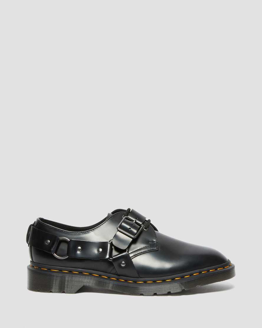 Dr Martens Henree Polished Smooth Leather Women Buckle Shoes Black | 16DYGSUQP