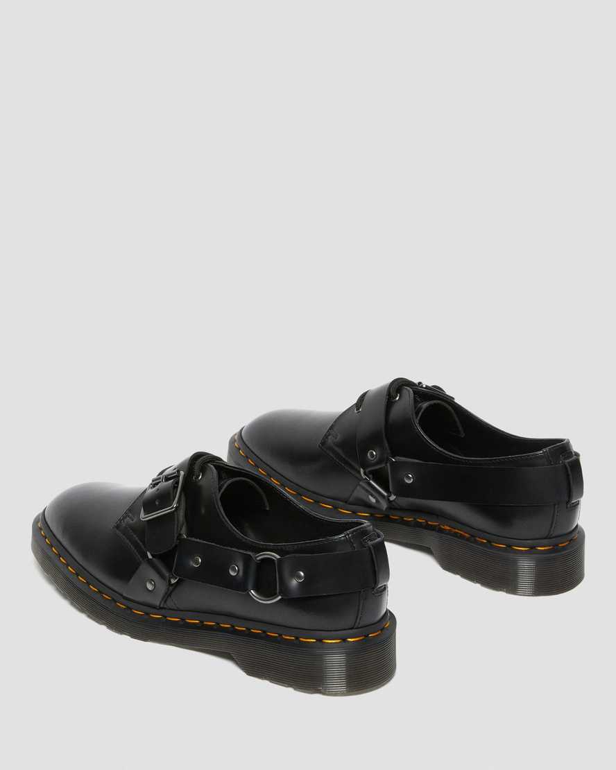 Dr Martens Henree Polished Smooth Leather Women Buckle Shoes Black | 16DYGSUQP