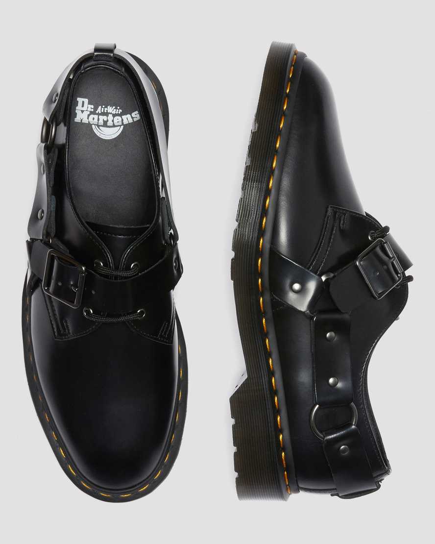 Dr Martens Henree Polished Smooth Leather Women Buckle Shoes Black | 16DYGSUQP