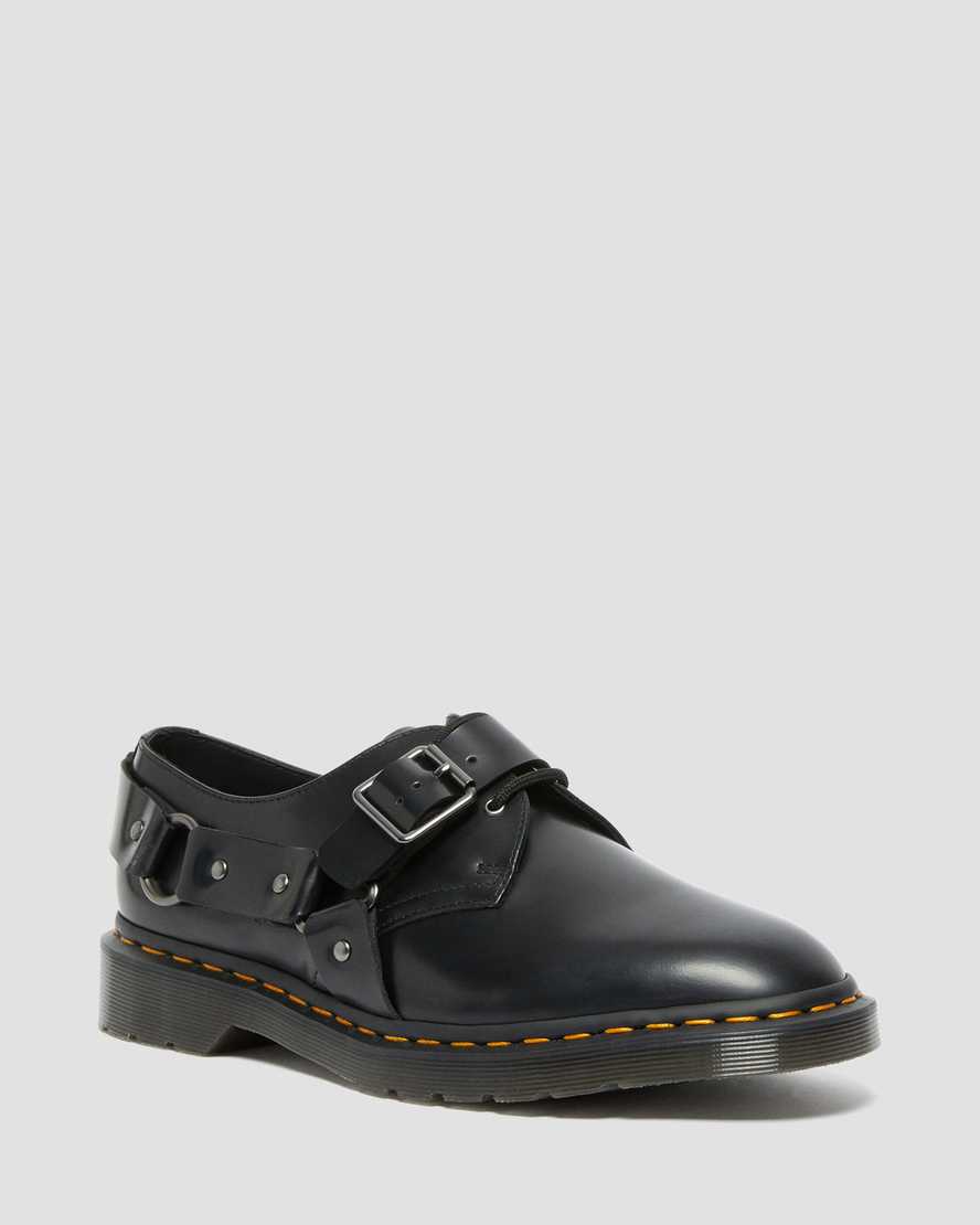 Dr Martens Henree Polished Smooth Leather Women Buckle Shoes Black | 16DYGSUQP